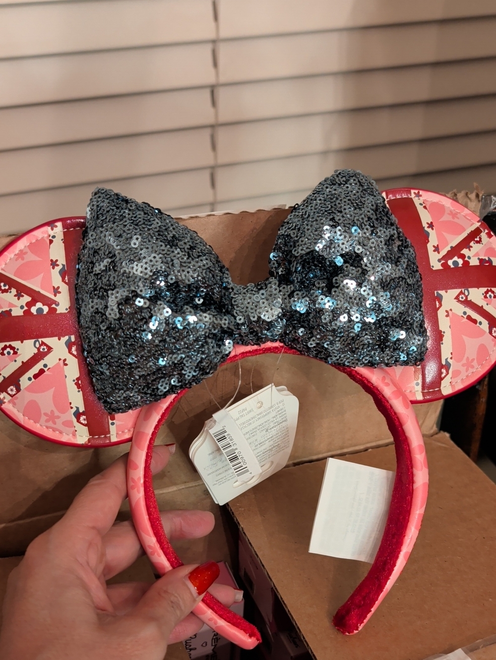 Sequin Bow Pink Minnie Ear Headband for Kids